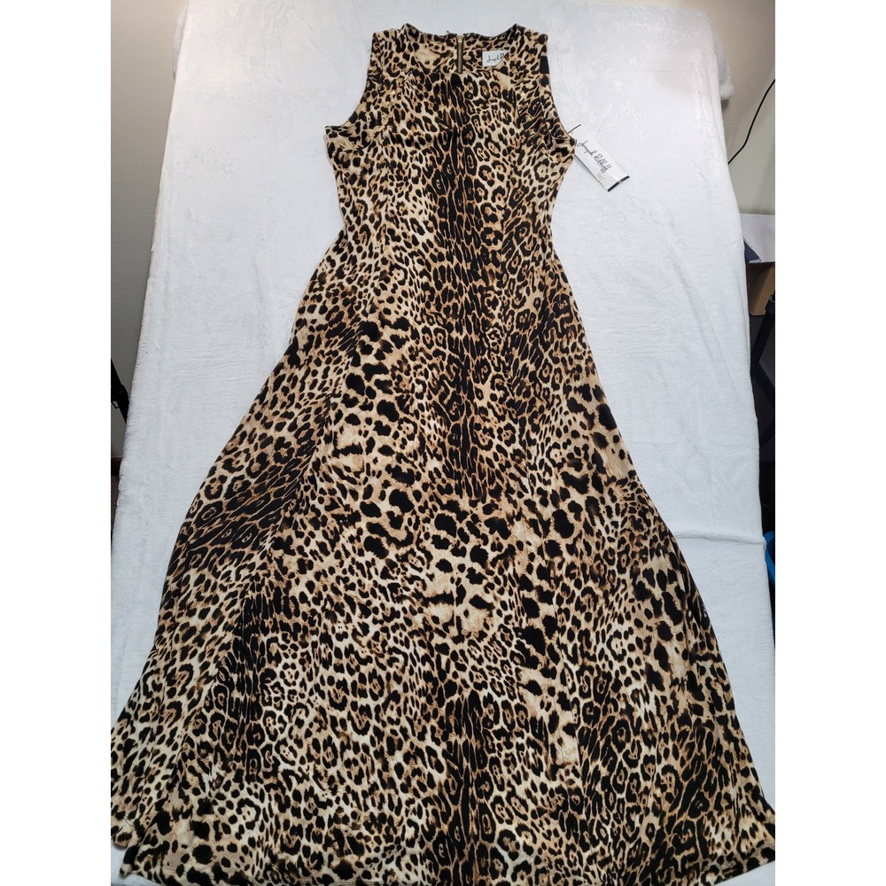 NWT Joseph Ribkoff Leopard Maxi Dress Womens‎ 10 Brown Studded Sleeveless